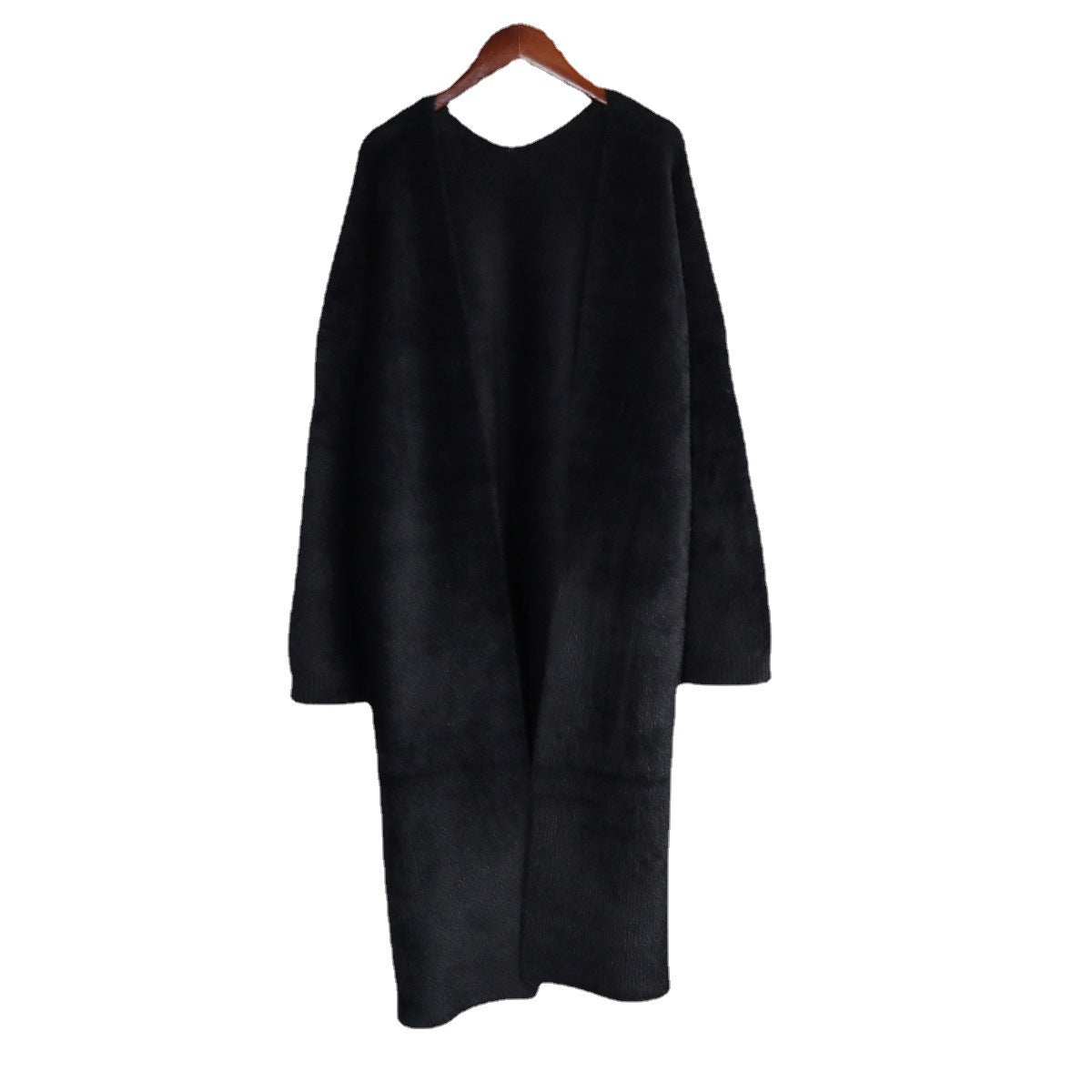 Women's Long Loose Faux Mink Fur Knit Cardigan