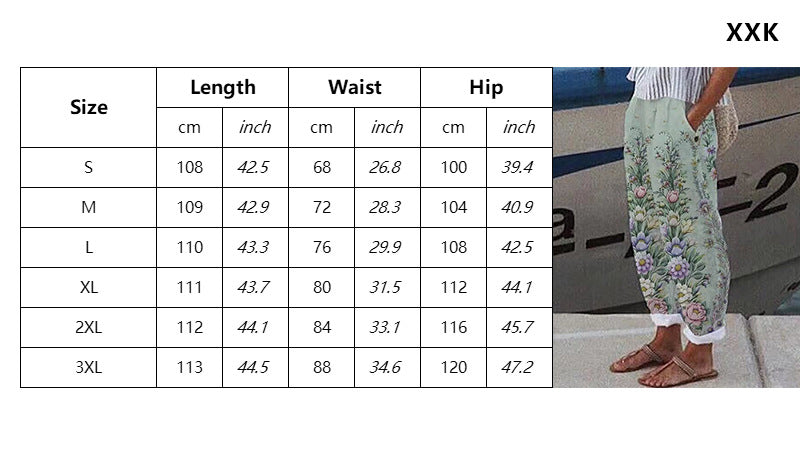 3D Large Print Minimalist Rolled Hem Casual Pants