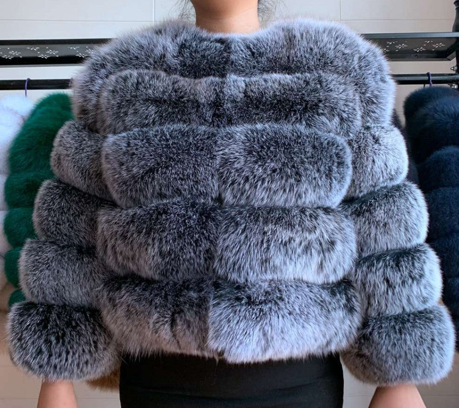 Women's Thickened Faux Fox Fur Spliced Winter Coat
