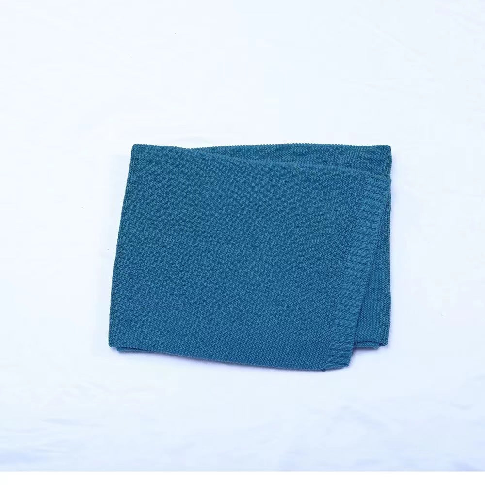 Soft Cotton Baby Blanket - Knitted Swaddle, Couch Throw, Nursing & Nap Blanket