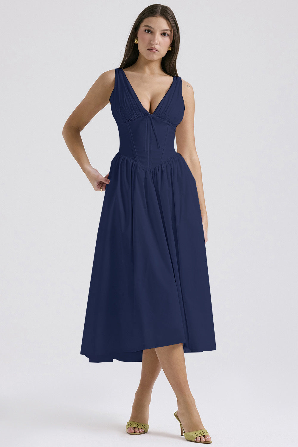 Elegant V-Neck Print Maxi Dress