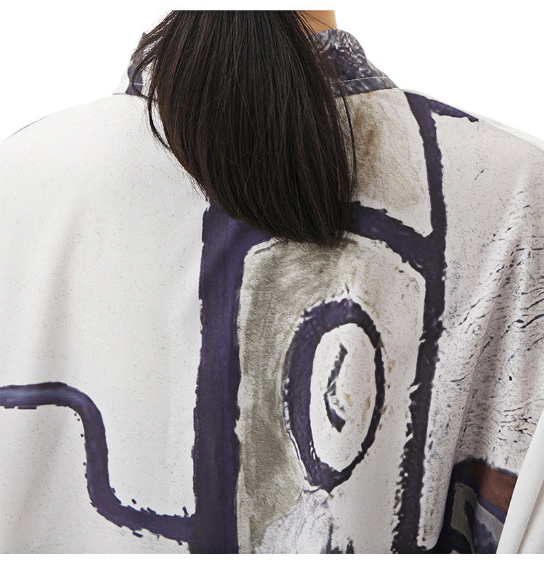 Summer Graffiti Designed Casual Long Sleeves Shirts-Dresses-Free Shipping at meselling99