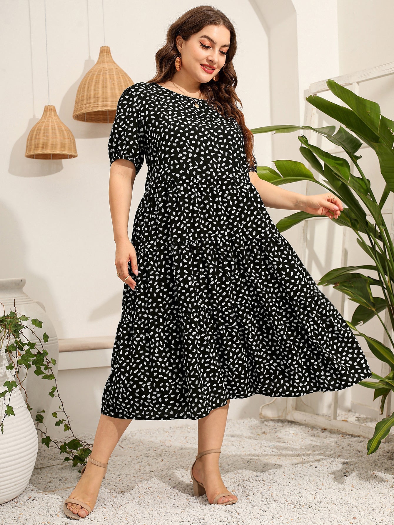 Women Short Sleeves Plus Sizes Dresses-Dresses-Free Shipping at meselling99