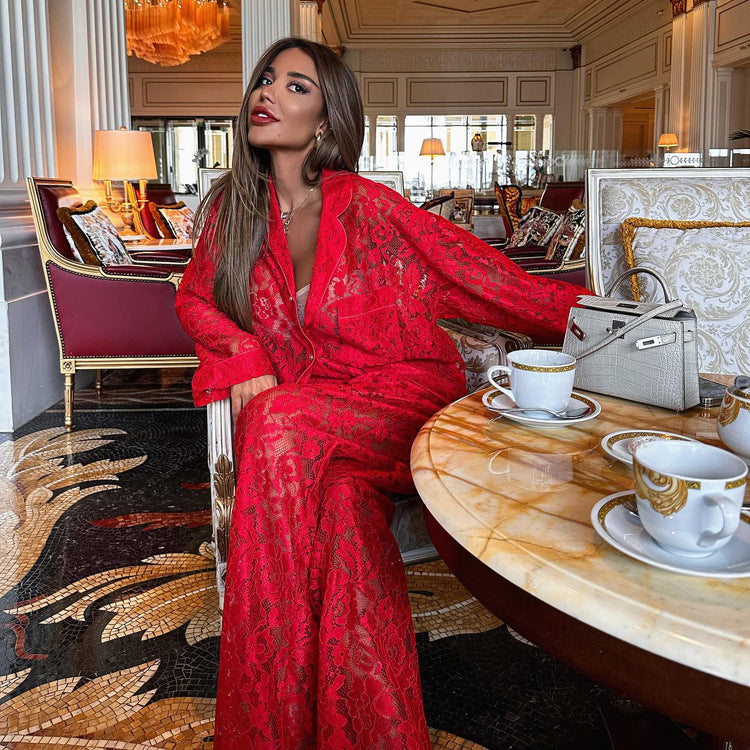 Women's Lace See-Through Two-Piece Set