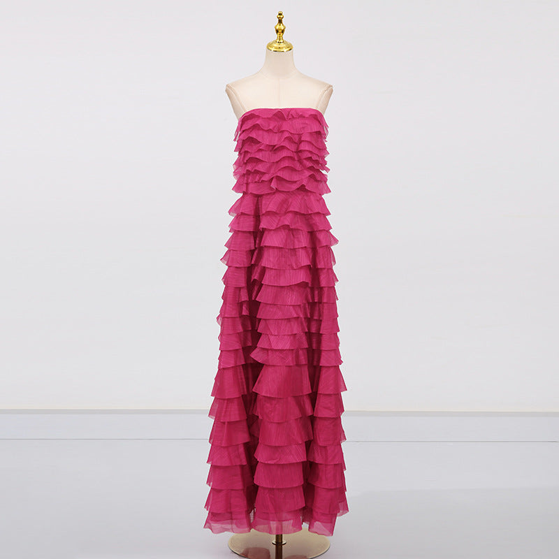 Elegant Off-Shoulder Ruffle Bustier Maxi Dresses