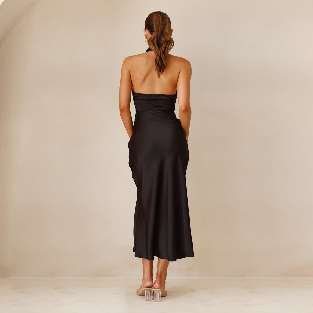 Women's Sexy Halter Neck Slim Slit Sleeveless Long Dress