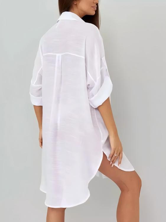 Casual Resort Solid Color Tunic, Bikini Shirts, Sun Protection Shirt