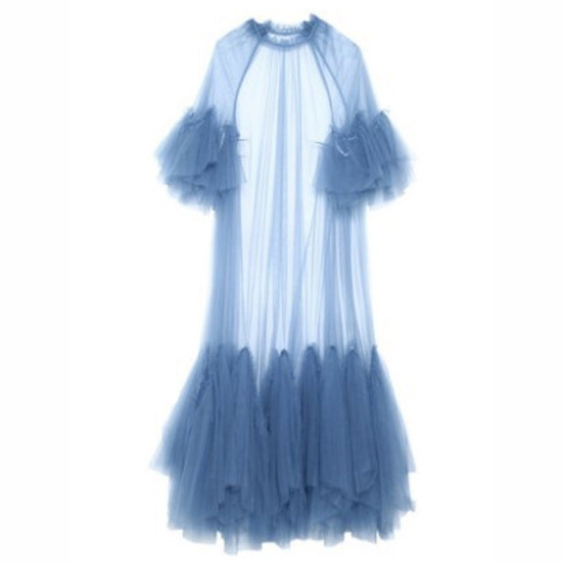 Designed See Through Net Vacation Long Dresses