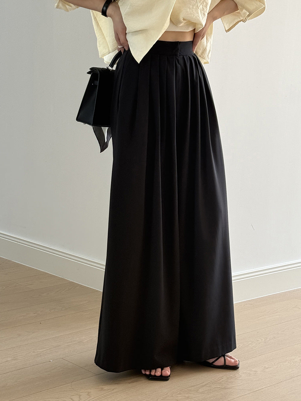 Women's High-Waisted Tencel Wool Wide-Leg Pants