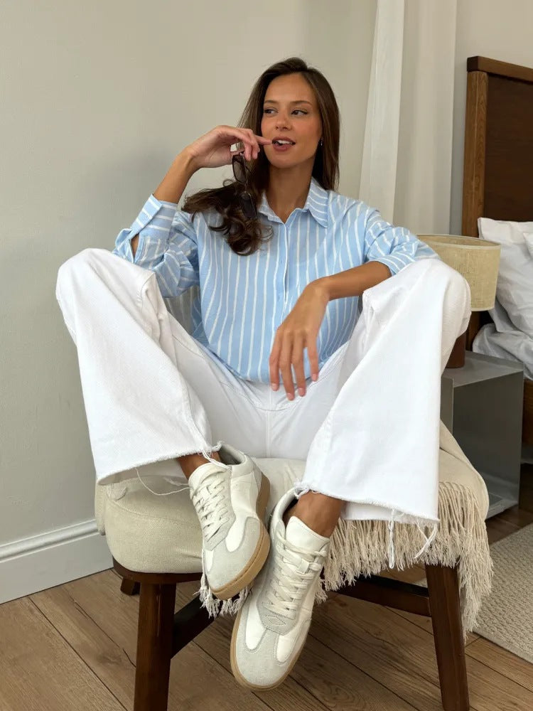 Women's Summer New Long Sleeve Cardigan & Striped Shirt