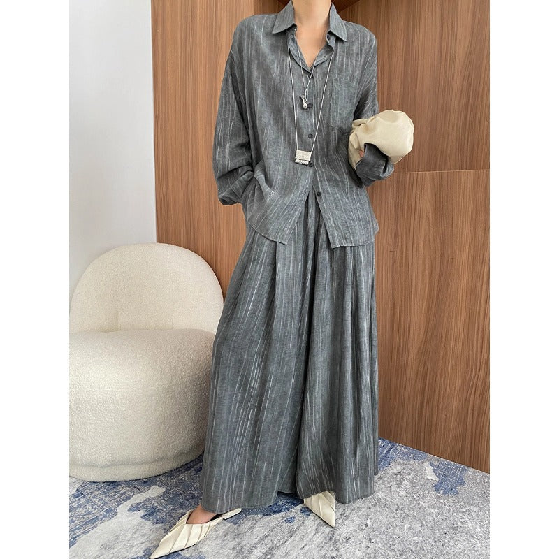 Tencel Lyocell Tie-Dye Relaxed Shirt & Culottes Two-Piece Set