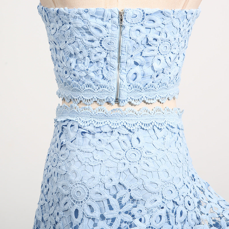 Women's Lace Sleeveless Top & Asymmetrical Skirt Set