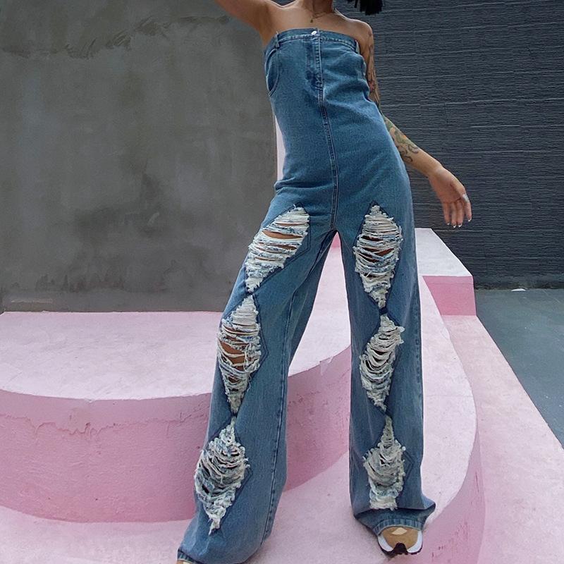 Summer Personality Broken Holes Pipe Pants-STYLEGOING