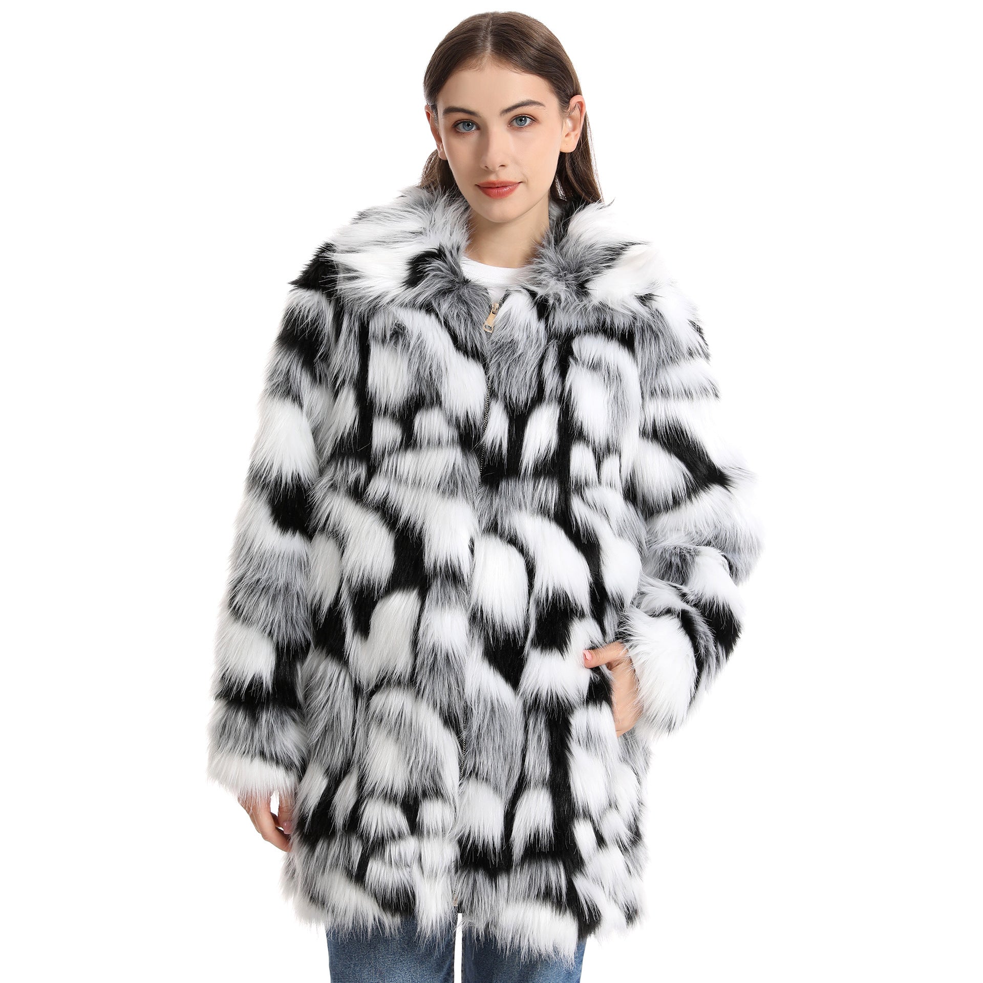Women's Plush Long-Length Faux Fur Coat