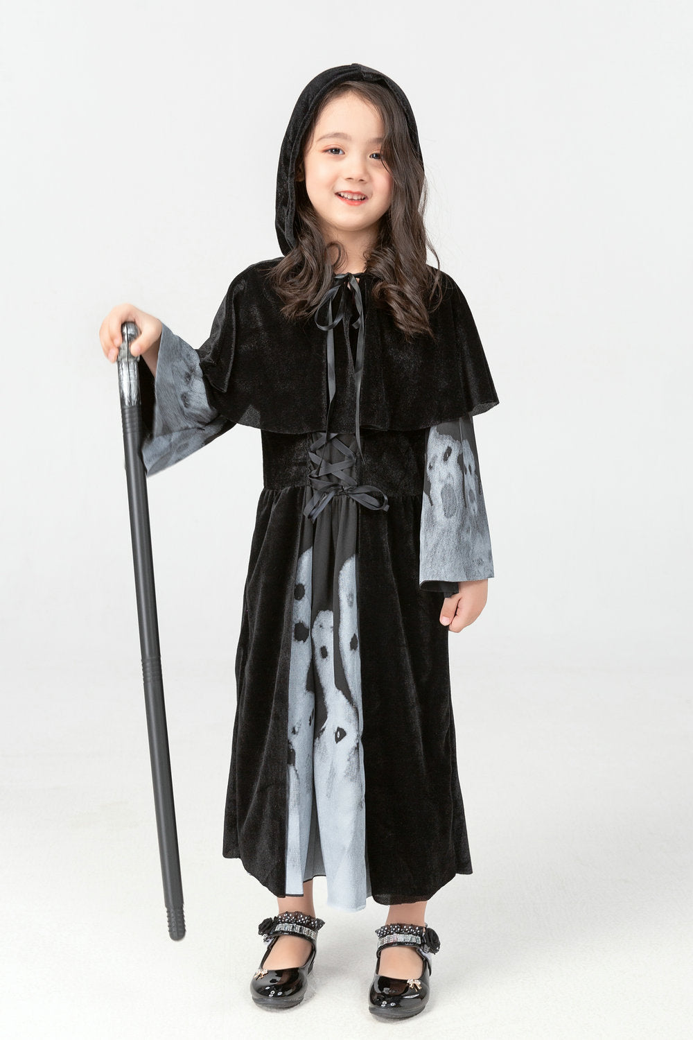 Girl's Halloween Cosplay Costume – Grim Reaper Robe Dress for Kids