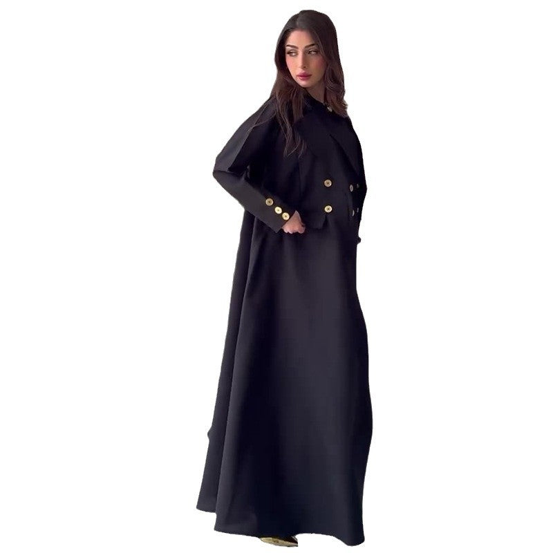 Cool Women Turnover Collar Long Overcoats