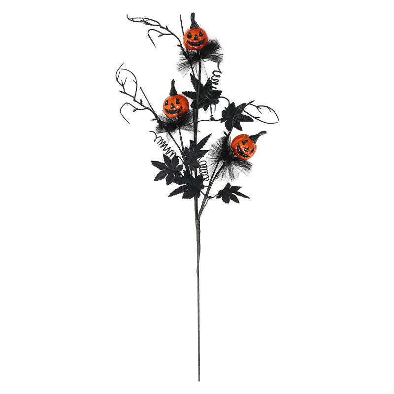 Halloween Decor - Black Horror Pumpkin Stem Bouquet for Home & Party Decorations