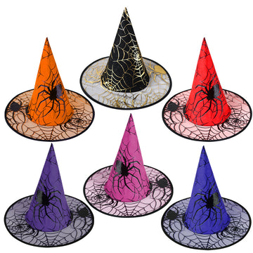 Witch Hat Halloween Decorations - Deluxe Mesh Witch Hats for Costume Parties 6pcs/One Set