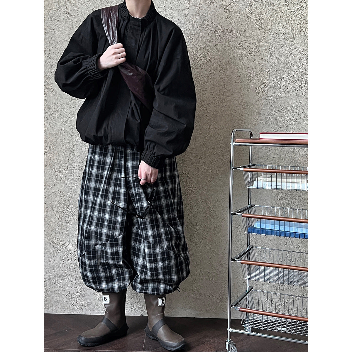 Women's Stand Collar Zip-Up Cotton Jacket-Black-M-Free Shipping Leatheretro