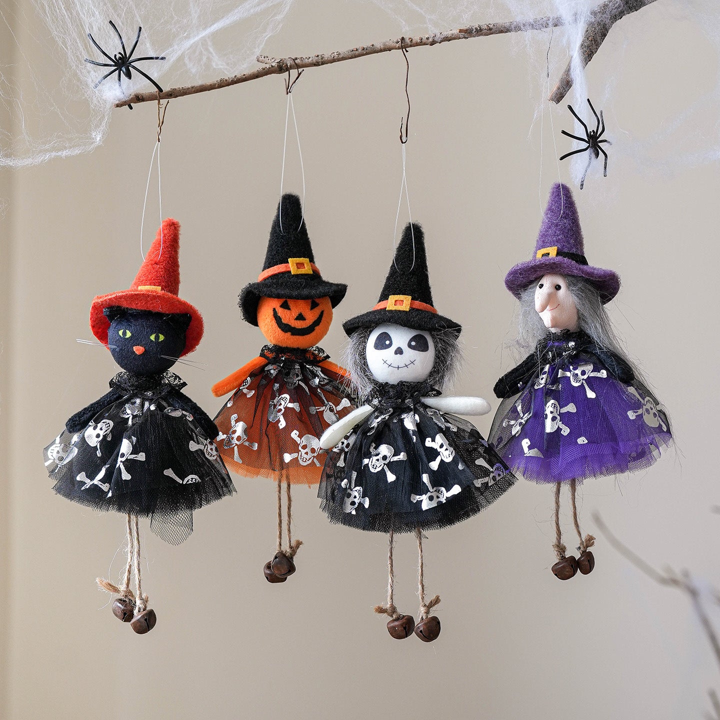 Halloween Decorations - Pumpkin, Ghost, Witch Figurine Hanging Ornaments