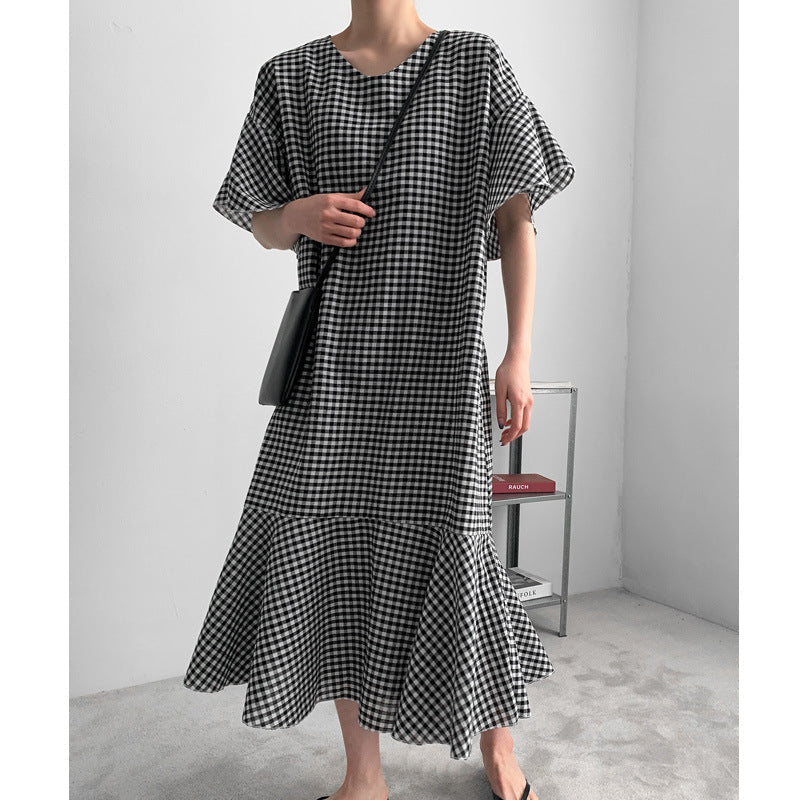 Vintage Summer Plaid Women Long Dresses-Dresses-Free Shipping at meselling99