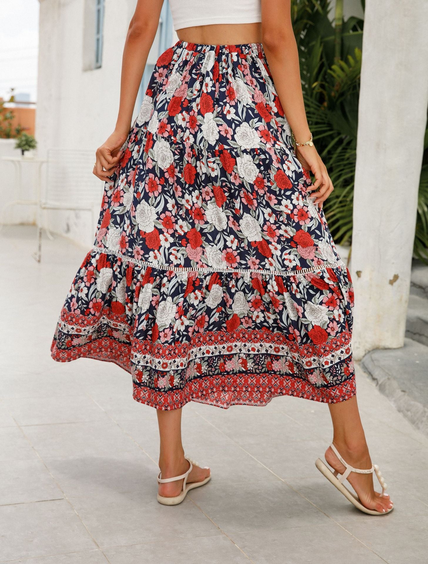 Boho V-Neck Rayon Beach Maxi Skirt