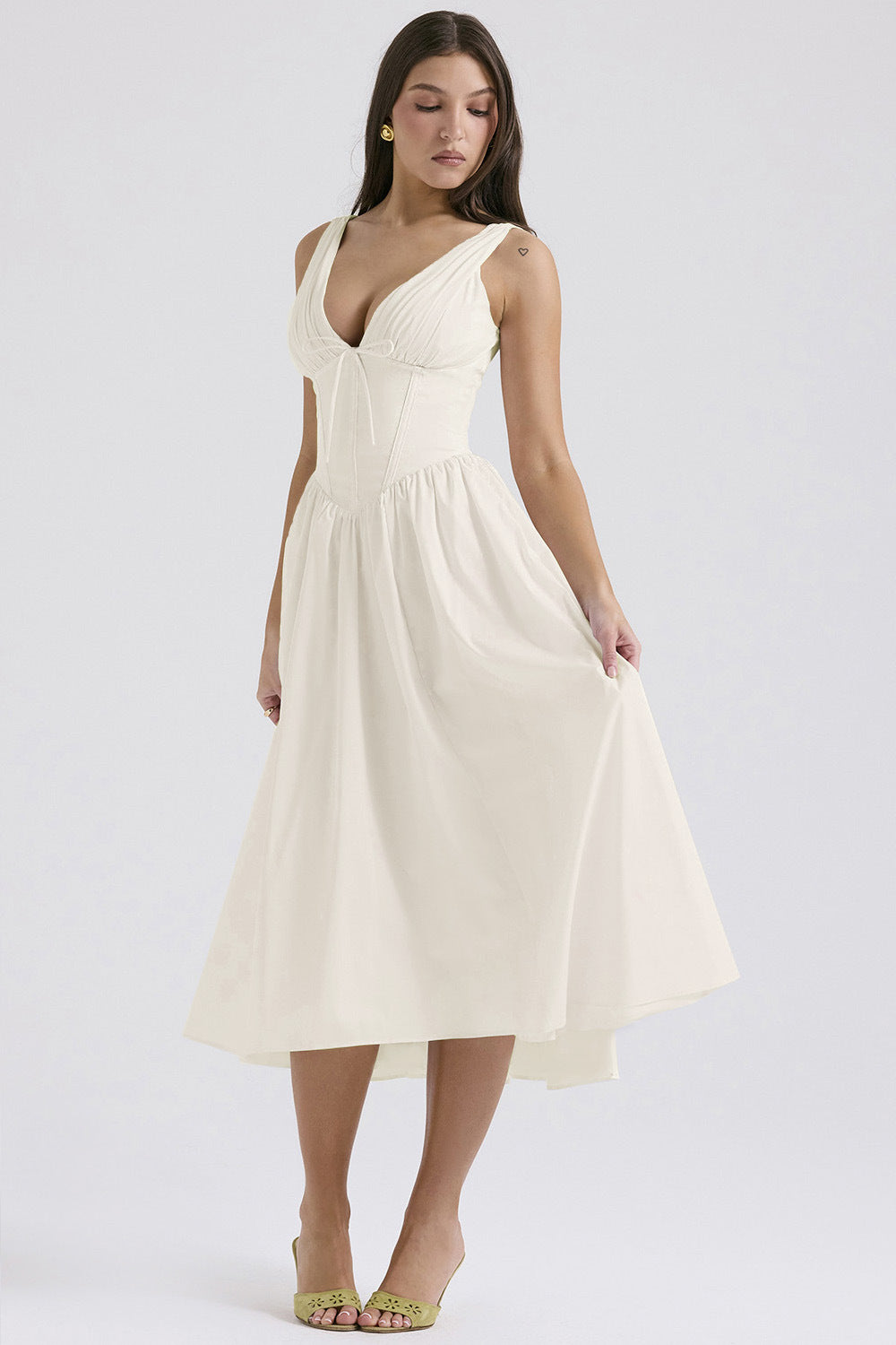 Elegant V-Neck Print Maxi Dress