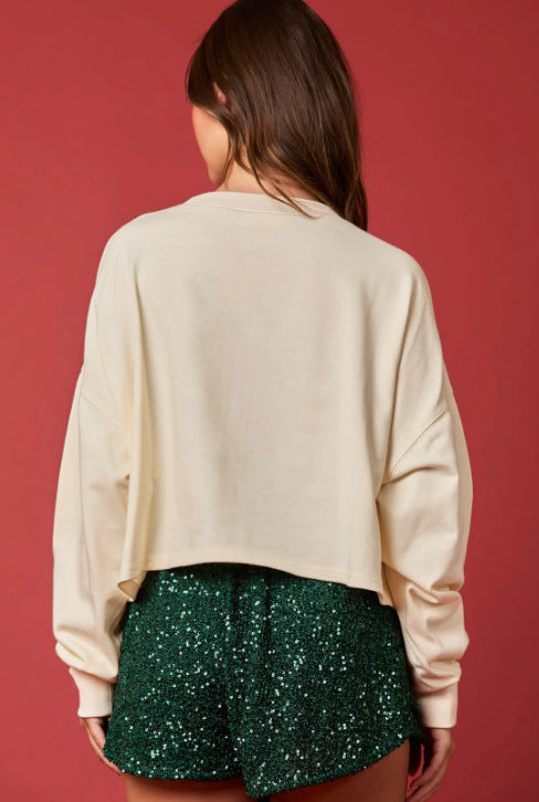 Women's Sparkly Long Sleeve Pullover Hoodie