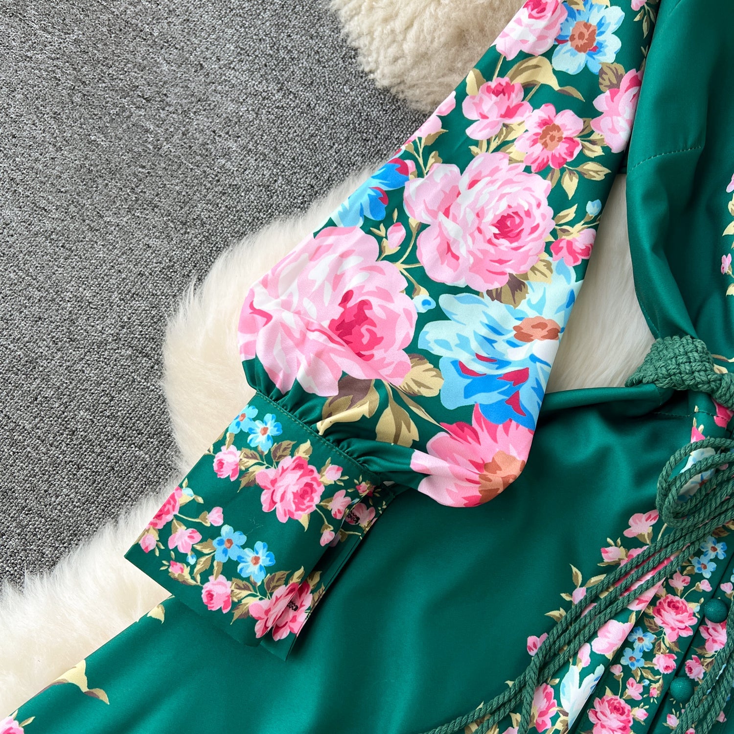 Vintage Court Floral Design Long Maxi Dresses