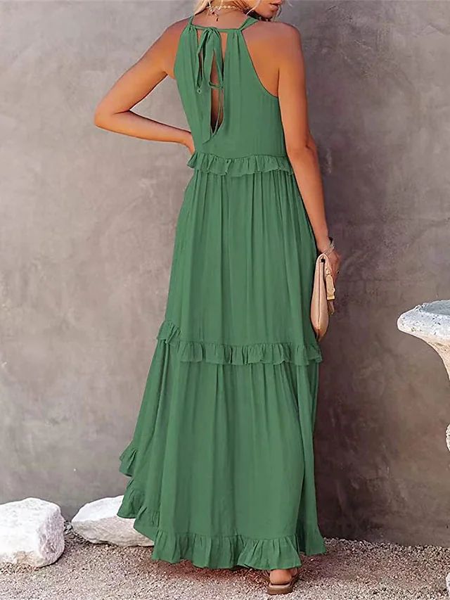 Casual Ruffled Summer Holiday Long Maxi Dresses