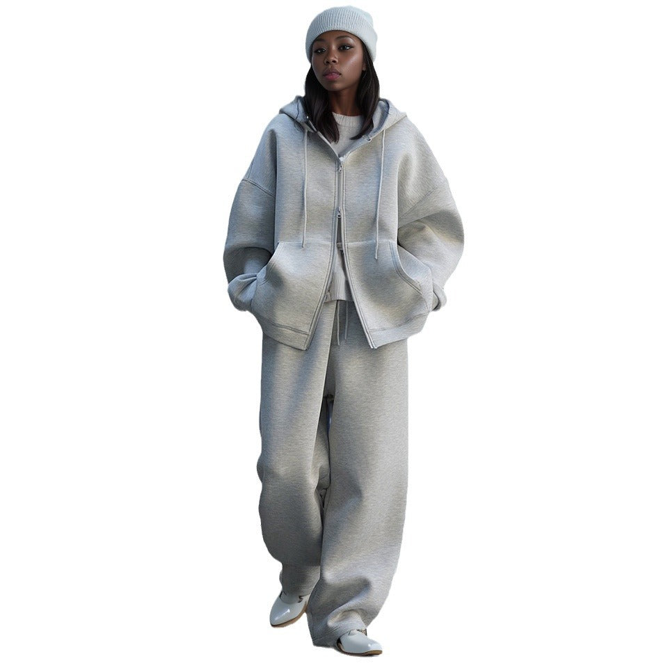 Designed Zippered Hoodies Coats & Drawstring Sports Pants