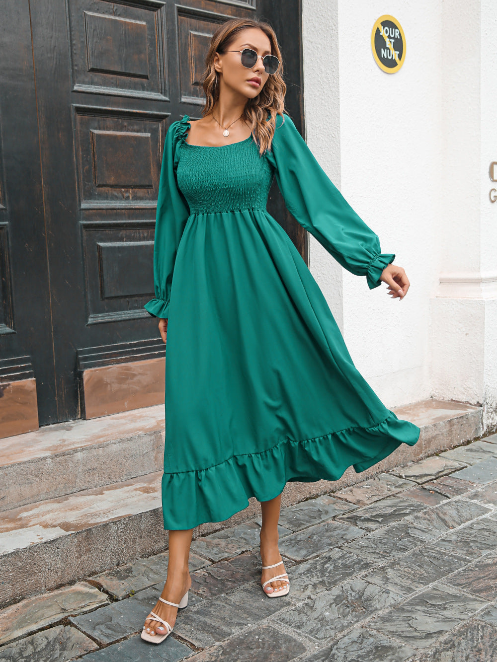 Casual Ruffled Long Sleeves Fall Dresses