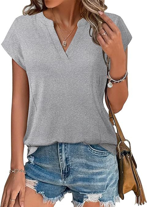 Summer Casual V Neck Short Sleeves T Shirts