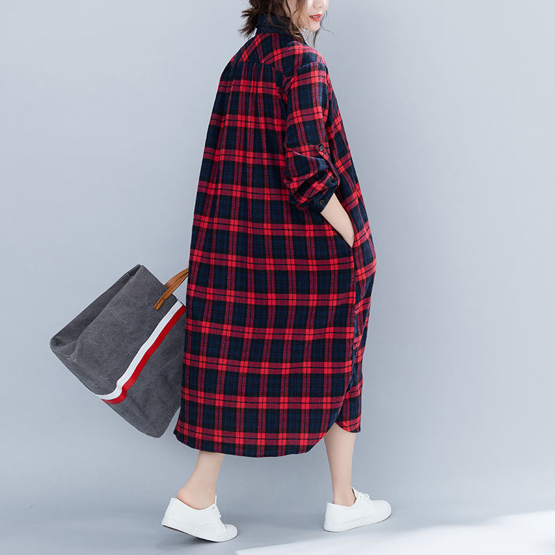 Vintage Plus Sizes Long Sleeves Shirts Dresses-Shirts & Tops-Free Shipping at meselling99