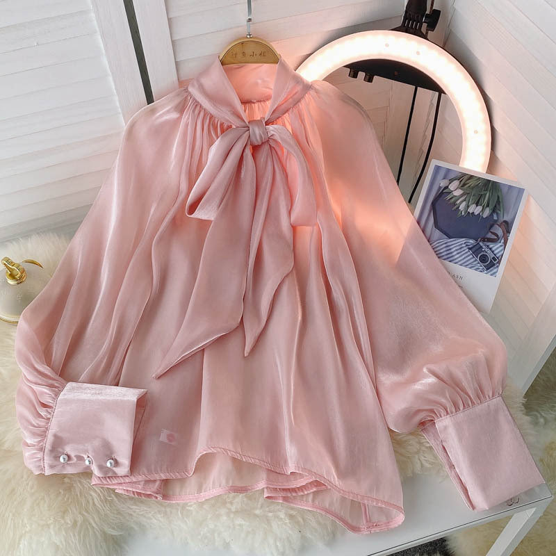 Designer Blouse with Puff Sleeves Women's Shirt, Elegant & Feminine, Soft & Chic