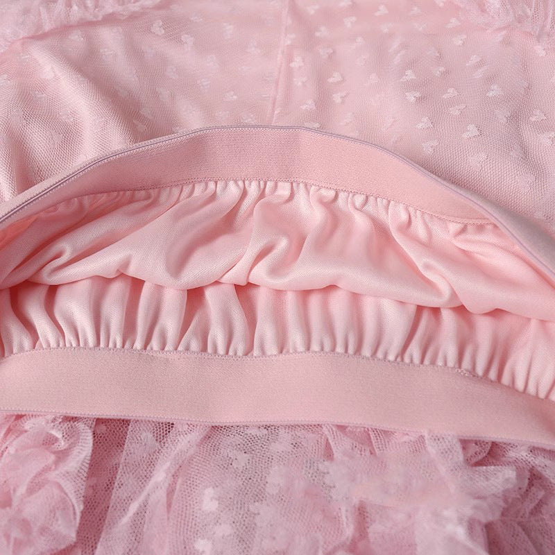 Plus-Size A-Line Tulle Skirt with Jacquard Heart Design