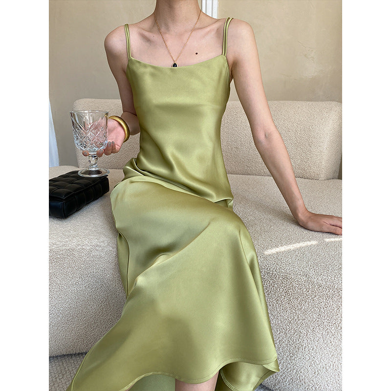 Elegant French Satin Slip Dress