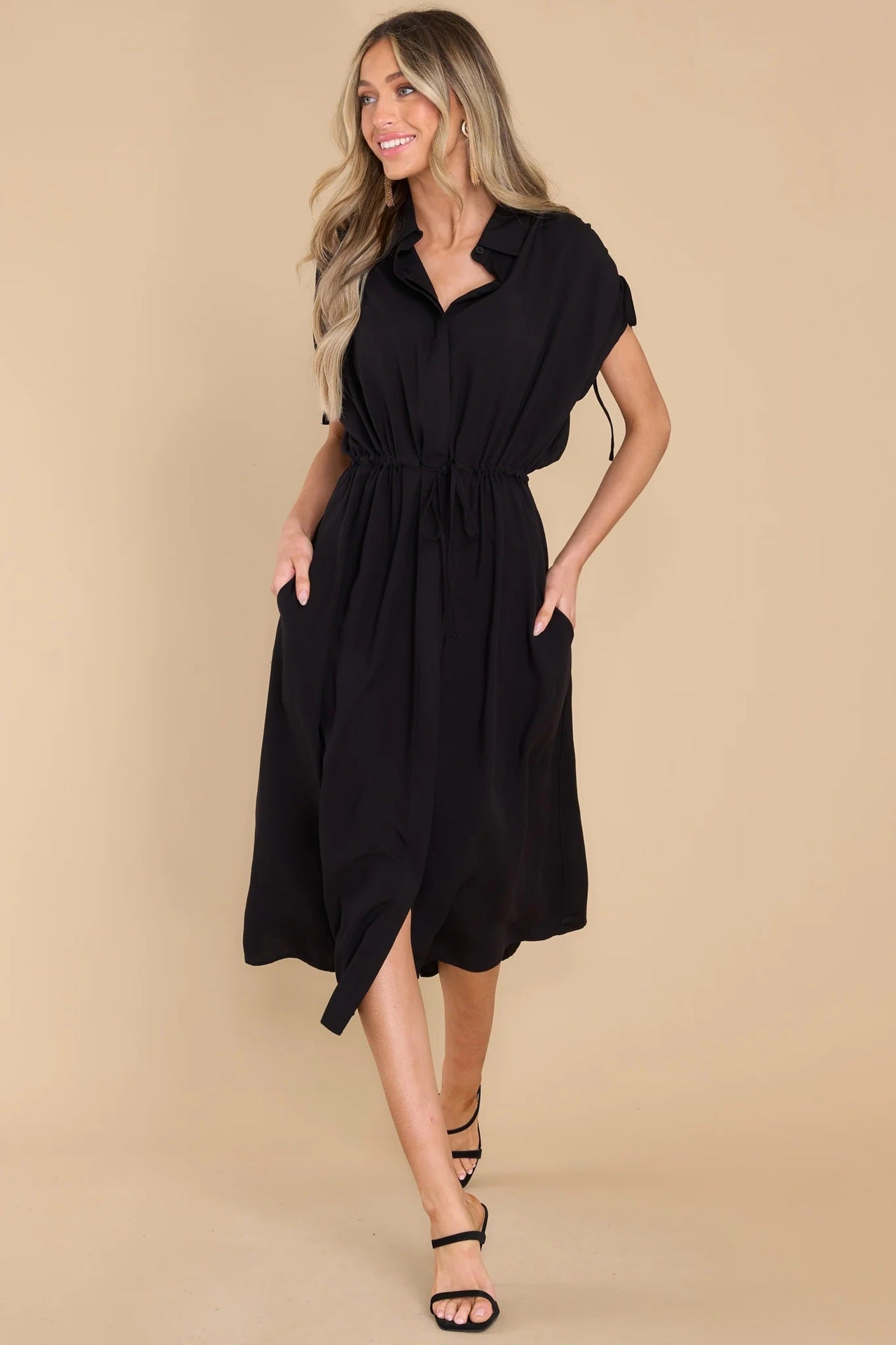 Summer Drawstring Design Midi Dresses