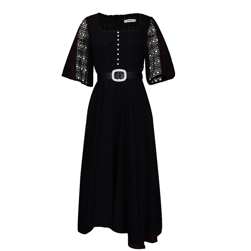 Fashion Chiffon Beaded Women Plus Sizes Dresses-Dresses-Black-S-Free Shipping at meselling99