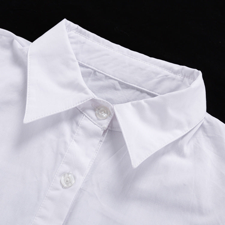 Oversized Fall White Button-Down Cotton Shirt for Women