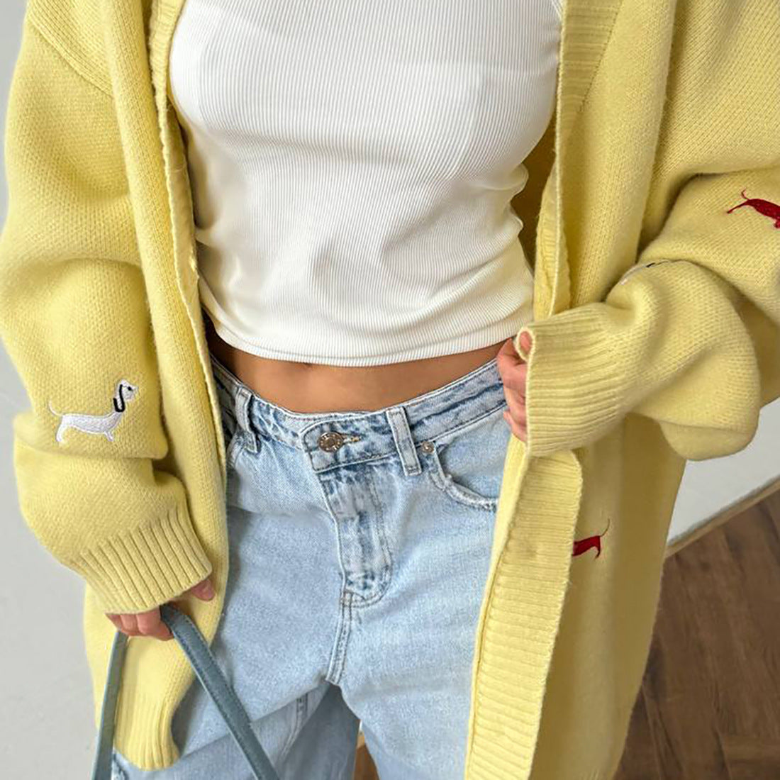 Women's Oversized Casual Knitted Embroidered Sweater Coat
