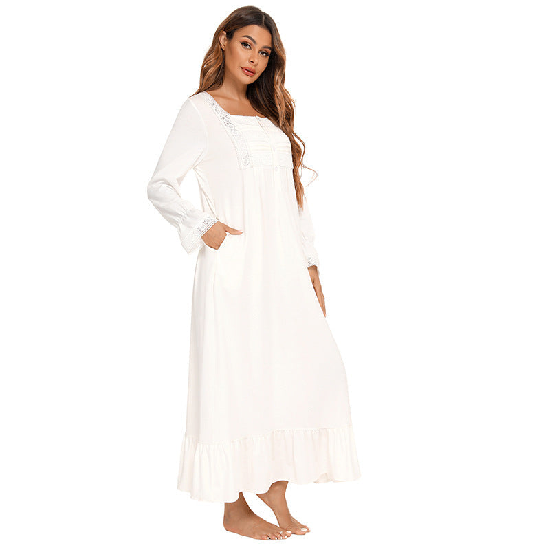 Casual Plus Sizes Long Sleeves Nightgown