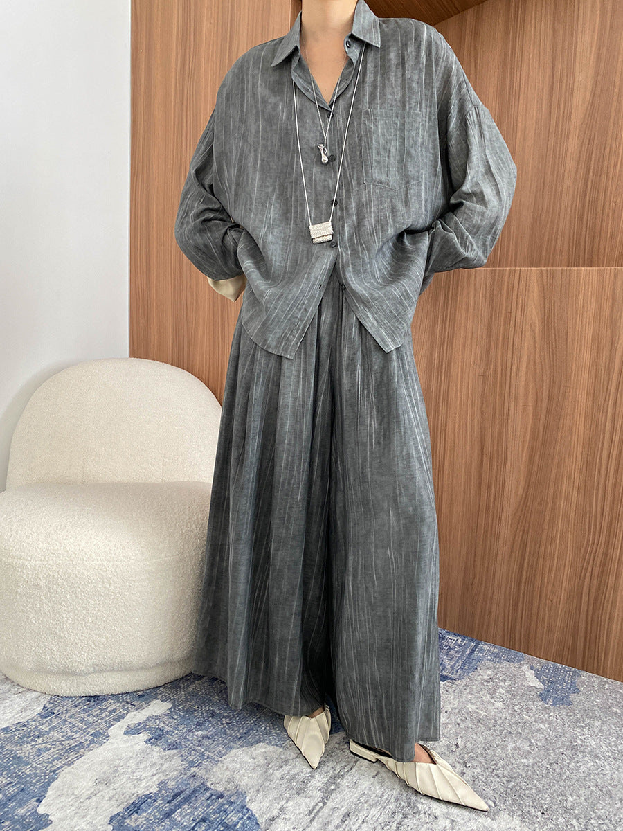 Tencel Lyocell Tie-Dye Relaxed Shirt & Culottes Two-Piece Set