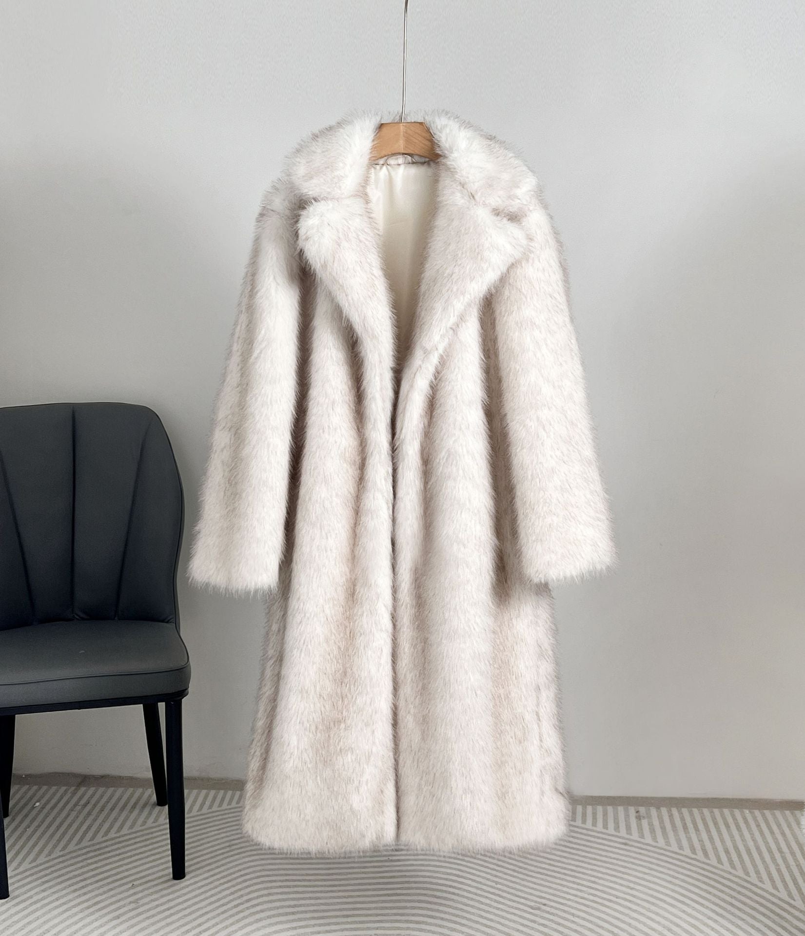 Women's Long Faux Fur Coat – Winter & Autumn Oversized Blazer Collar Jacket