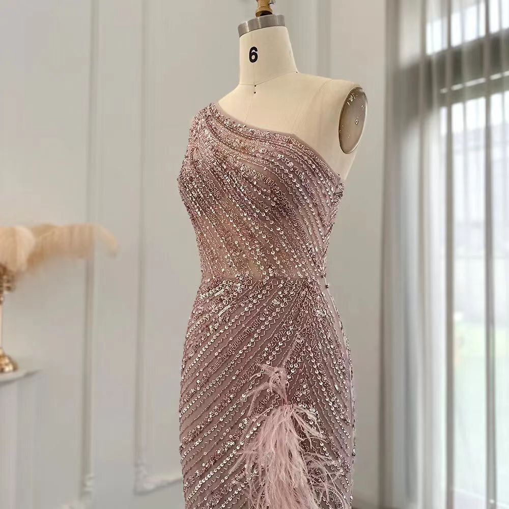 One-Shoulder Ruched Waist Evening Dress