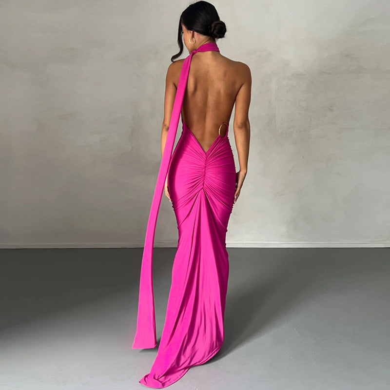 Sexy One Shoulder Sleeveless Long Evening Party Dresses-Dresses-Free Shipping at meselling99