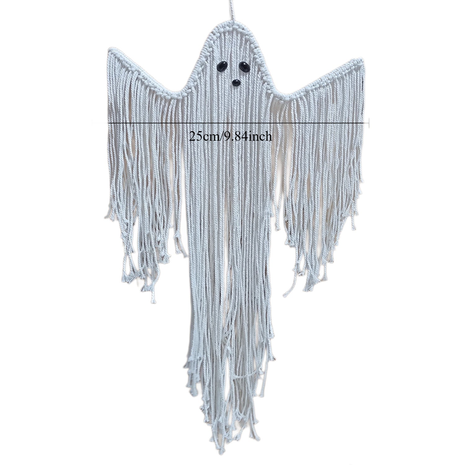 Hand-Knotted Macrame Ghost Halloween Deco