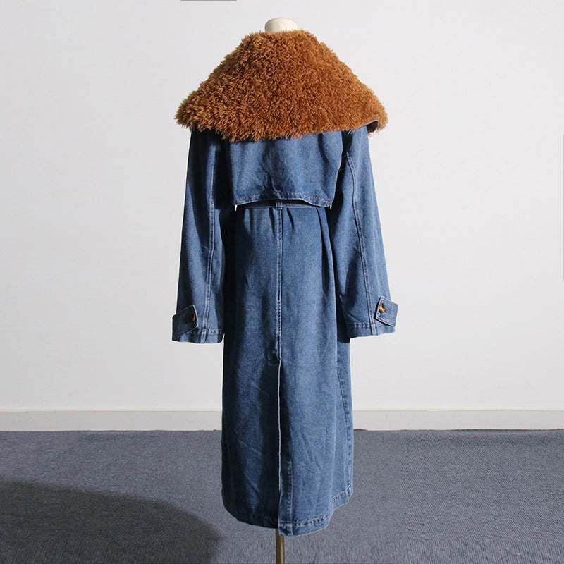 Fashion Designed Fur Denim Winter Outerwear