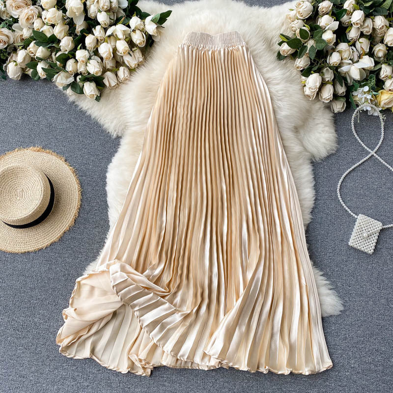 Luxury Heavy-Duty Pleated Midi A-Line Skirt