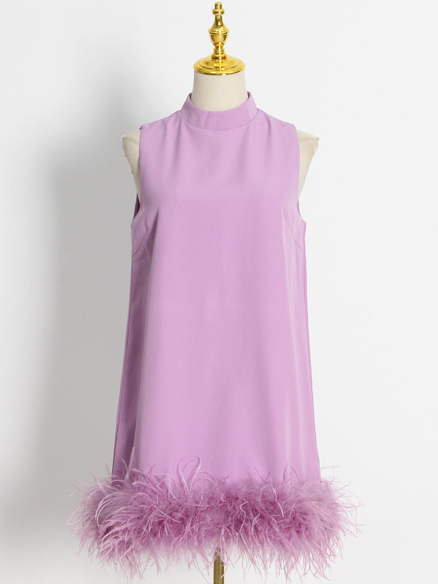 Ostrich Feather A-Line Dress